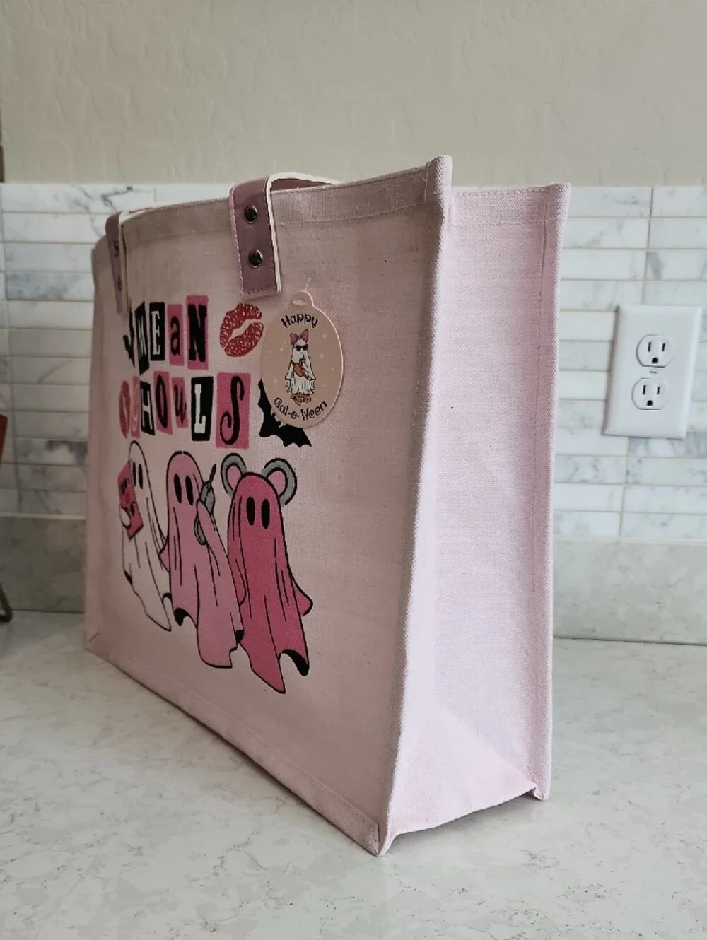 Pink Mean Ghouls Canvas Tote Bag